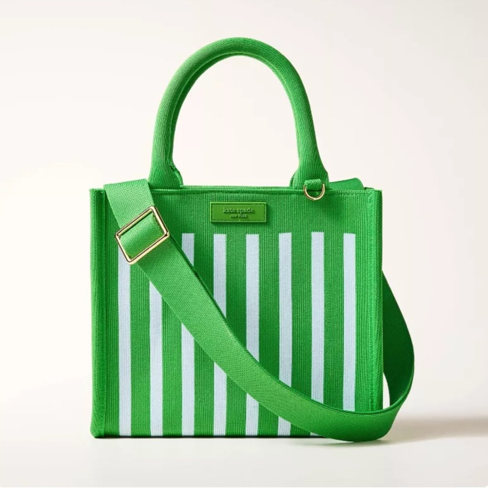 Kate Spade New York X Target Green Light Blue Stripe Knit Crossbody hand  Bag
